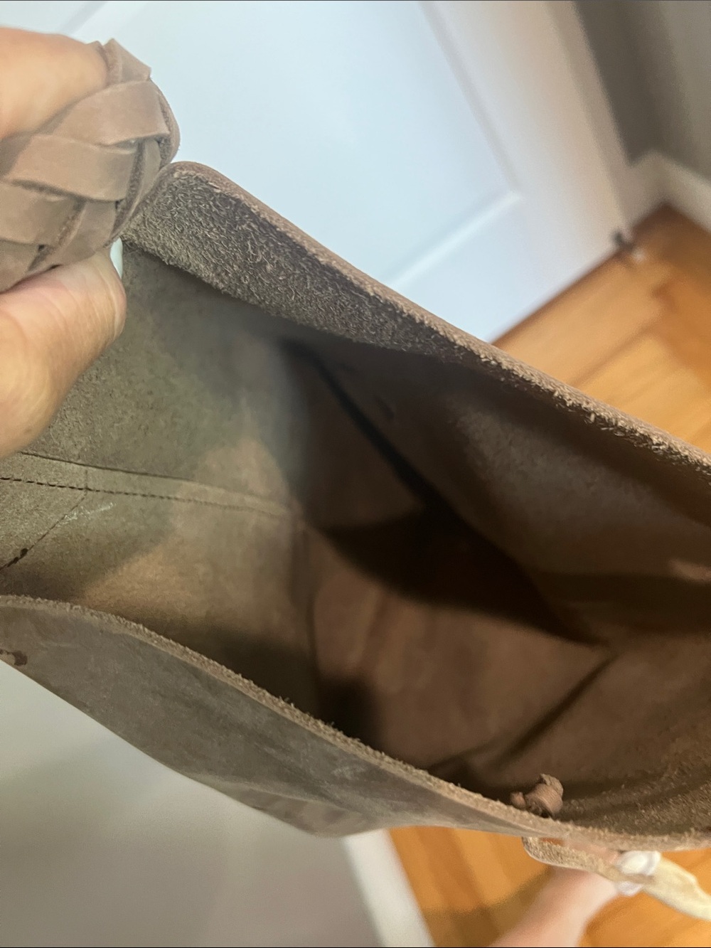 Unique Artisan made Leather Sling Bag with Braided Strap - Picture 4 of 5